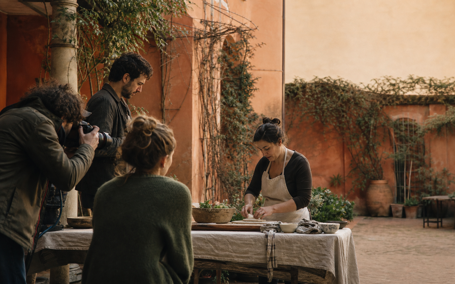 Set fotografico in un cortile bolognese